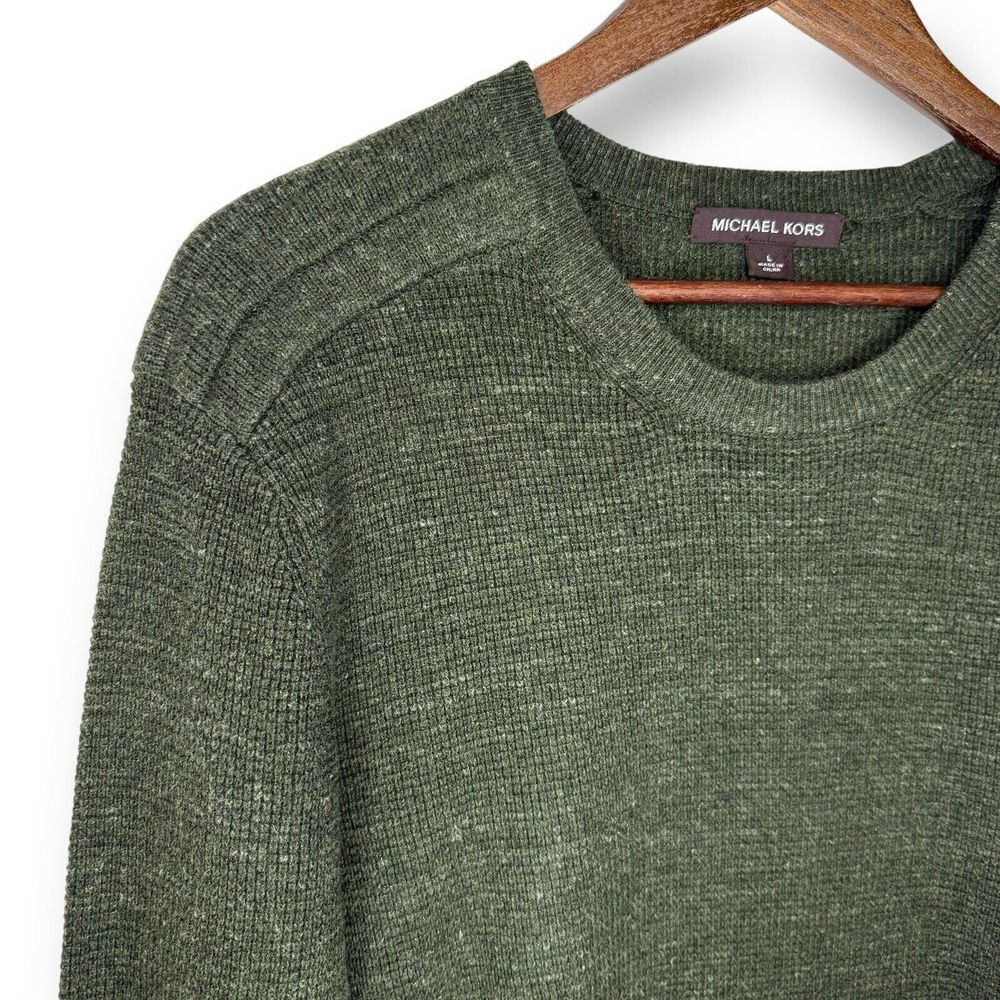 Michael Kors Wool Blend Sweater | Men's Size Large | Green | Textured Knit